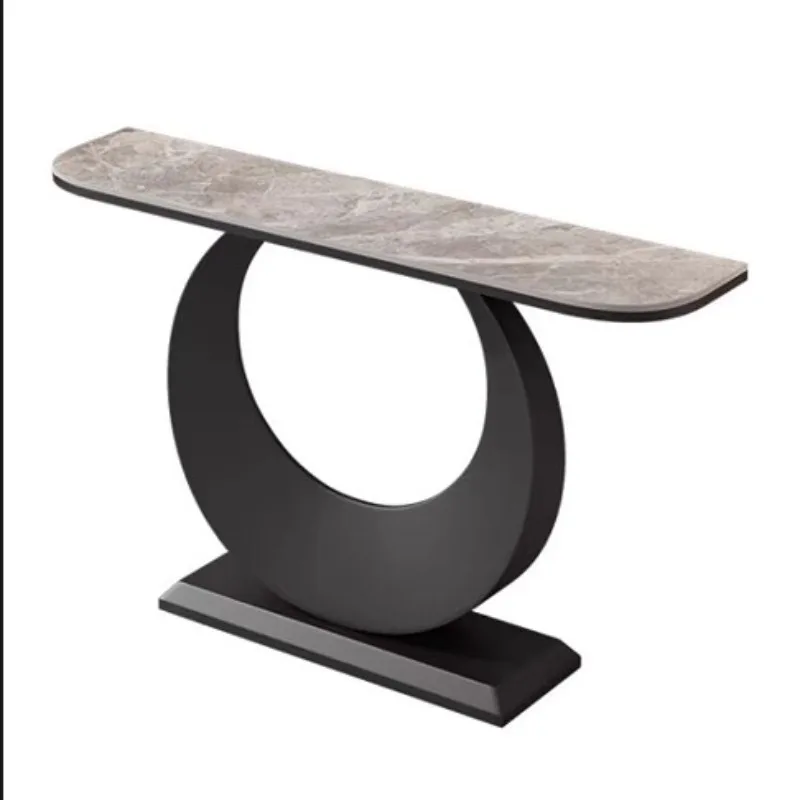Home light luxury wrought iron slate marble against the wall ultra-narrow end view modern simple shelf corridor entrance table