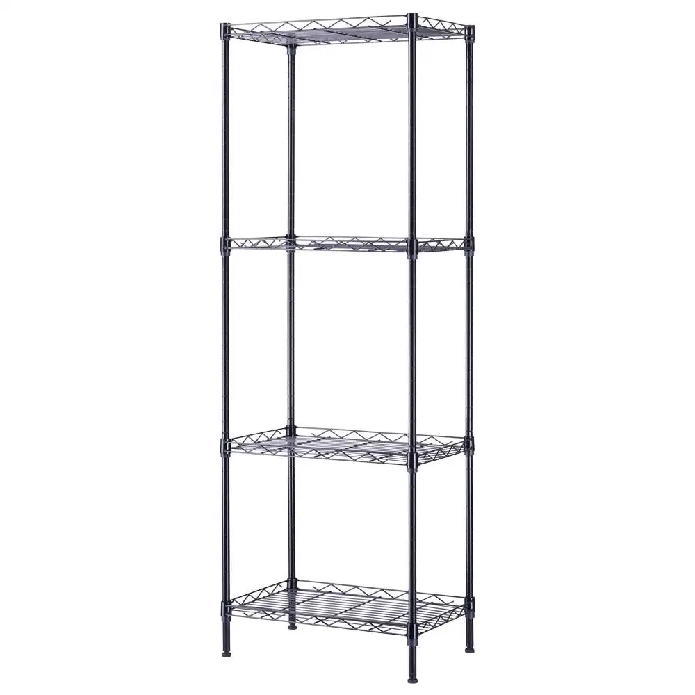 

4 Tier Storage Rack Garage Wire Shelving Metal Shelves Storage Unit Black 17.3"D X 11.4"W X 50.4"H Durable