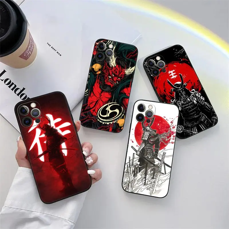 

Japan Samurai Demon Anime Phone Case for iPhone 11 15 Pro Max Case Coque 14 Plus 13 Pro 12 11 X XS XR 7 8 SE 2020 TPU Soft Cover