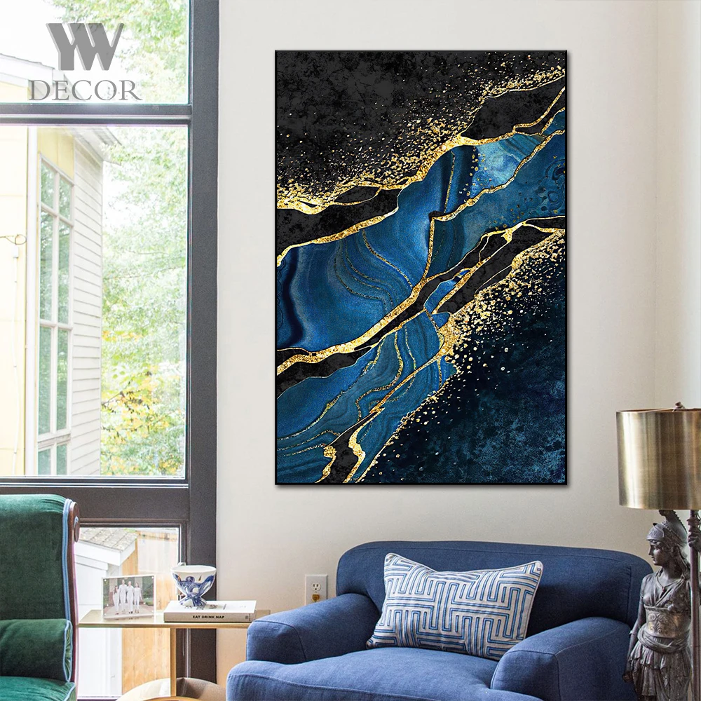 

Nordic Modern Style Abstract Art Canvas Paintings Golden Decorate Luxury Picture For Living Room Home Decor