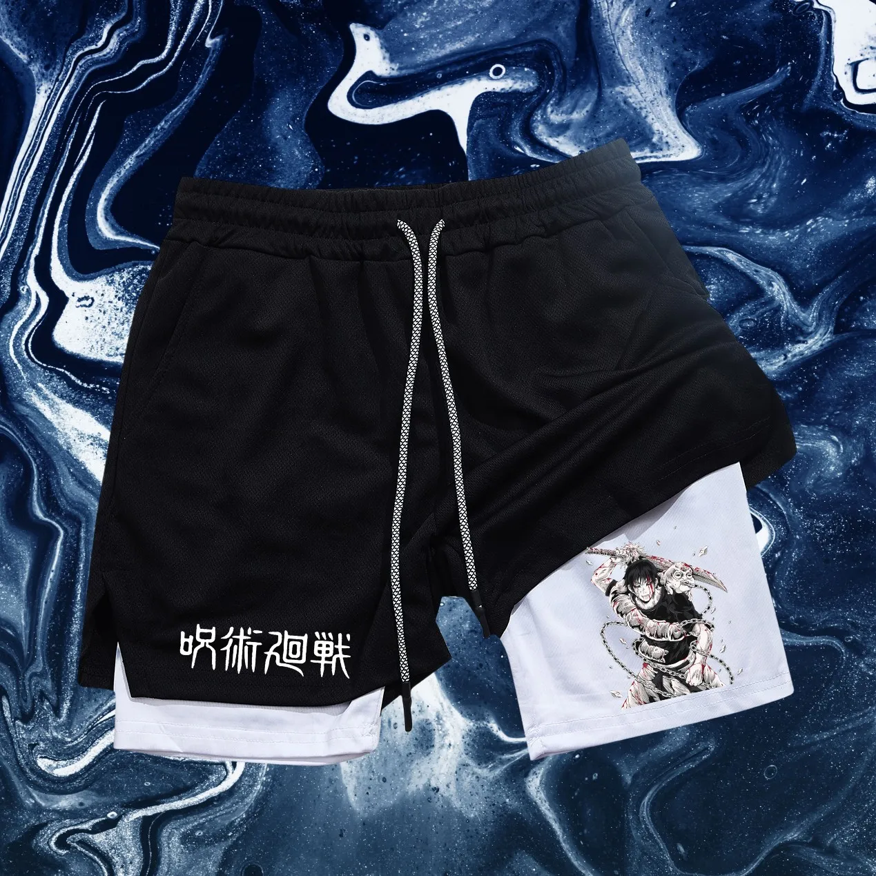 

Men's Double Layer Fitness Shorts Men Fitness Gym Training 2 in 1 Sports Shorts Quick Dry Workout Jogging Double Deck Summer