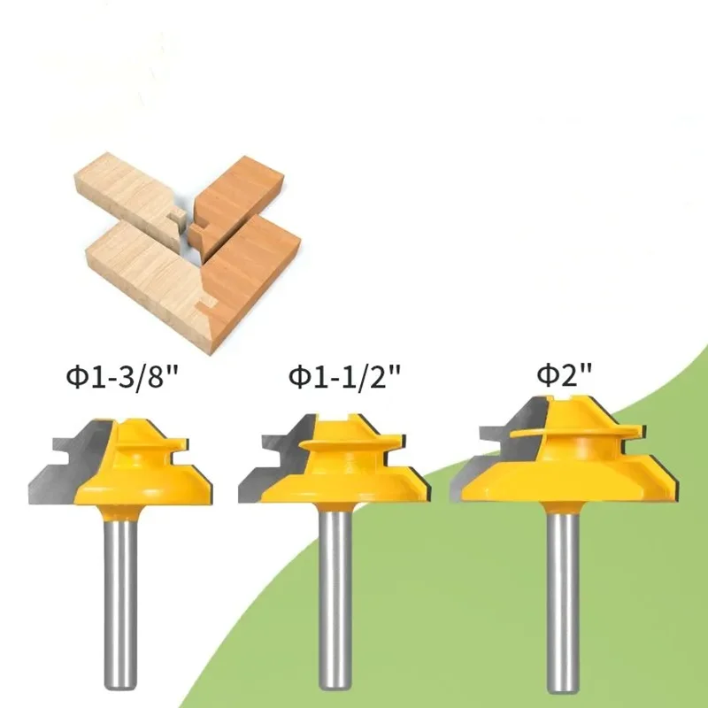 6.35mm 45 Degree Lock Miter Router Bit Woodworking Tenon Milling Cutter Tool Drilling Milling For Wood Carbide Alloy