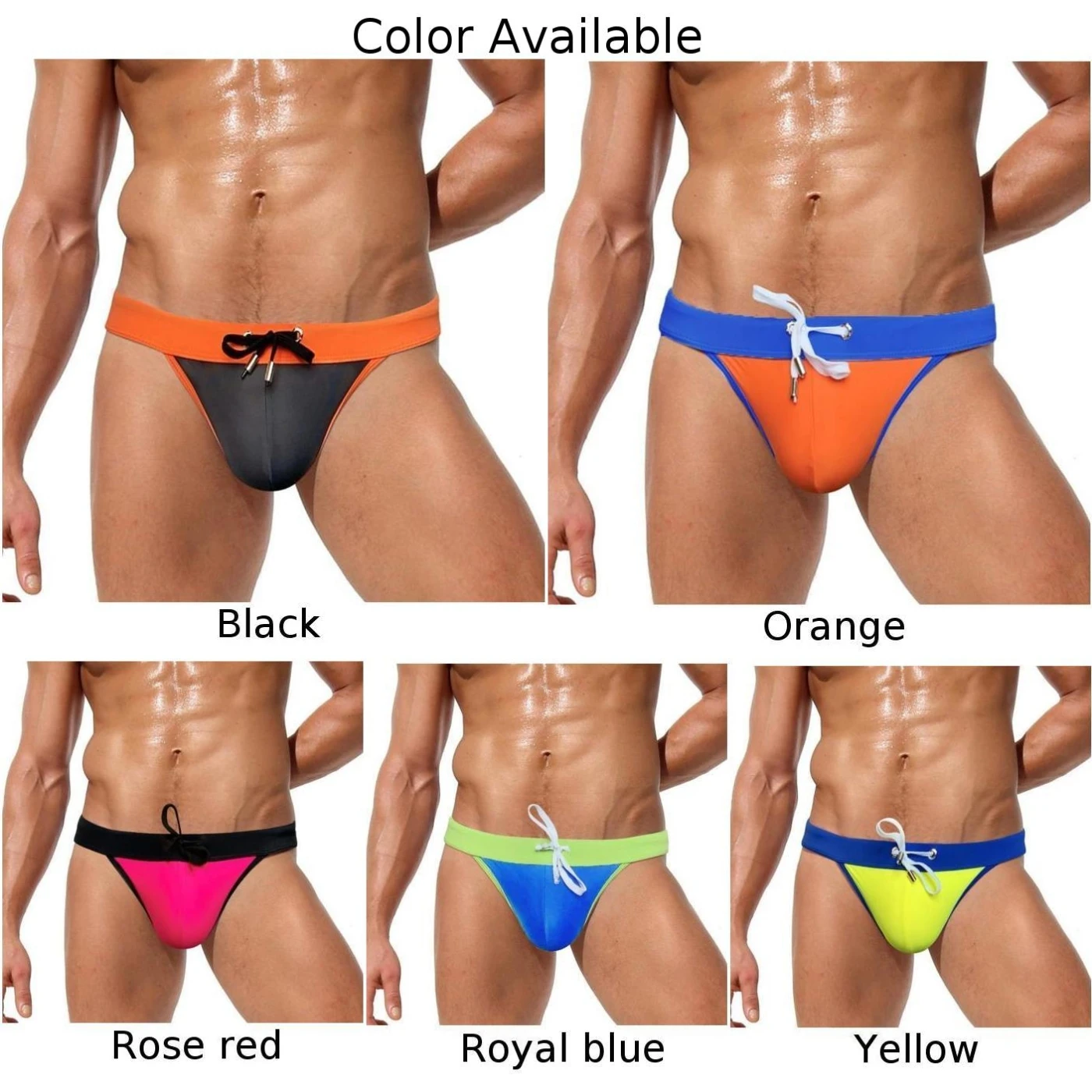 Calções de natação elásticos masculinos, biquíni de costura sexy, cuecas tanga, calção de praia, roupa interior respirável, calcinha bojo, roupa de banho