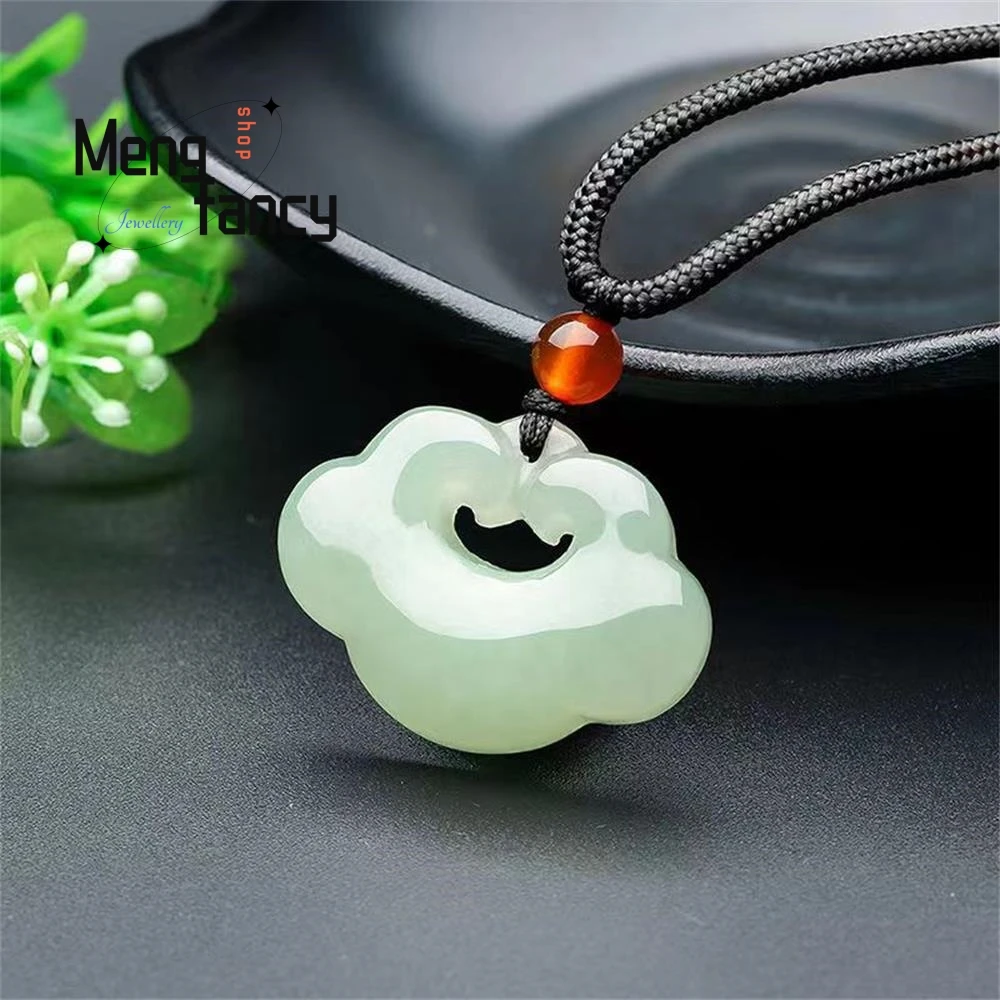 Natural Hetian Green Jade Peaceful Ruyi lock Pendant Exquisite Elegant Simple High-grade Fashion Jewelry Mascots Holiday Gifts