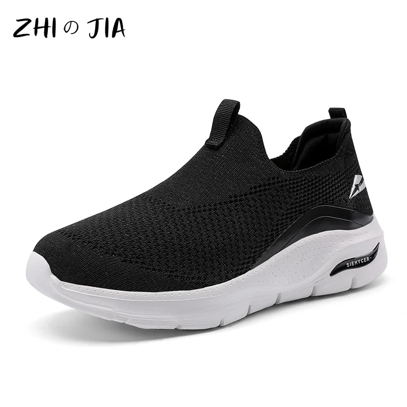 Ultra Light Plus Size Knitted Mesh Casual Shoes Mom\'s Shoes Slip On Walking Shoes Men\'s Breathable Lightweight Running Footwear