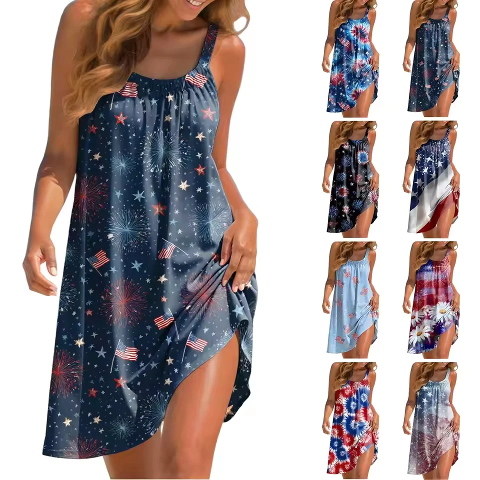 

Lady 250th Anniversary Casual Short Sleeved Bralette Dress Beach Dress Elegant Party Dresses For Women Sling Dress