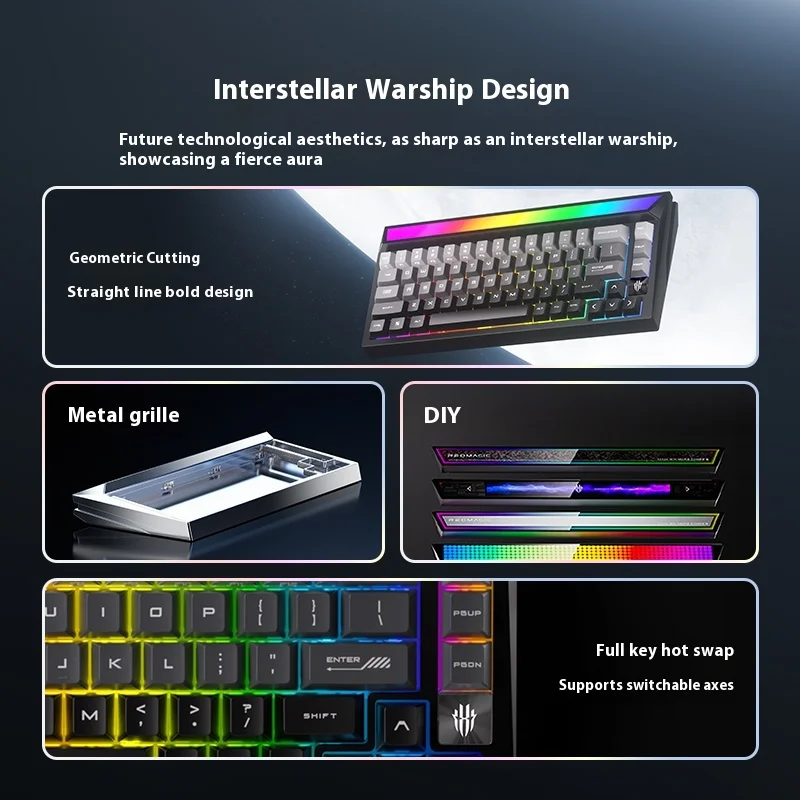 

Nubia Redmagic GK67 Ice Blade Магнитный переключатель Игровая клавиатура Проводная игровая клавиатура из алюминиевого сплава с ЧПУ RT0.005MM 8K Датчик Холла Игровая клавиатура