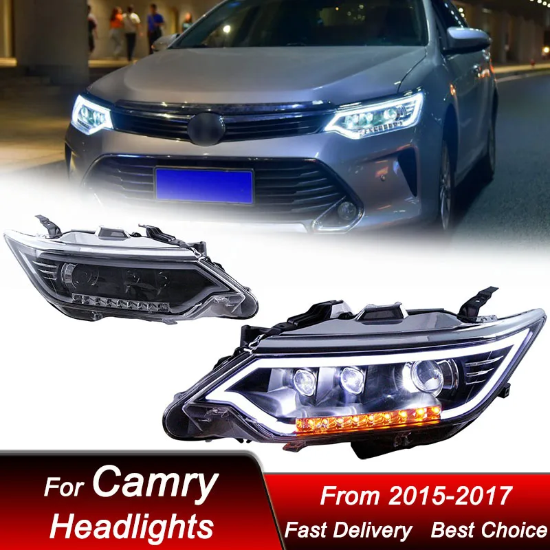 

Автомобильные фары для Toyota Camry 7,5 Gen 2015-2017, новый стиль, стандартная фара в сборе, высокая Настройка, комплект аксессуаров для объектива проектора