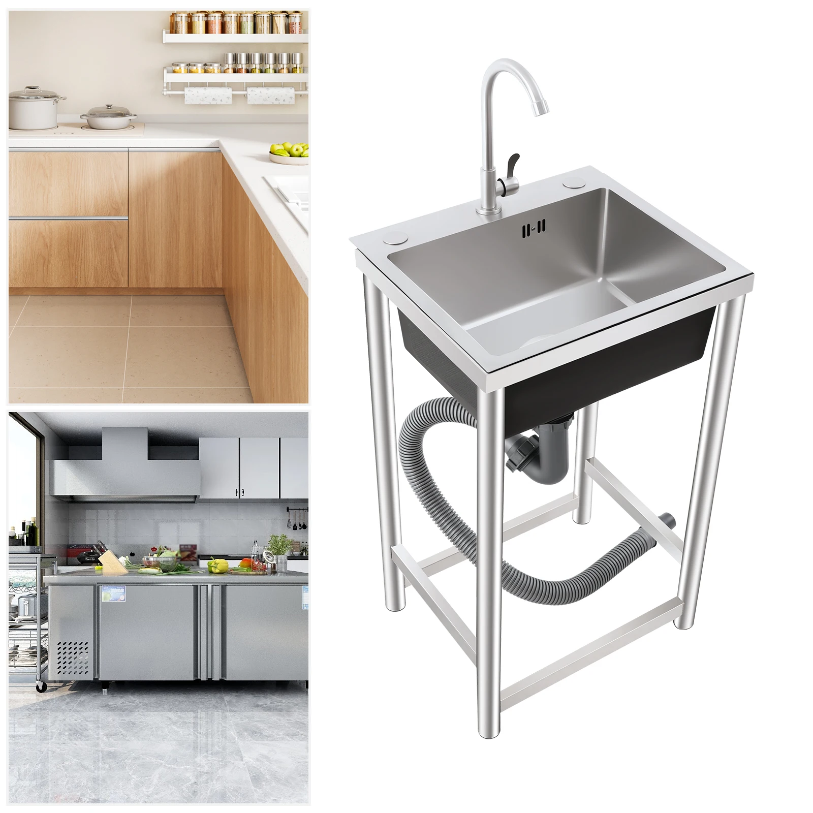 Commercial Kitchen Taps - Stainless Steel Utility Sink Kit with