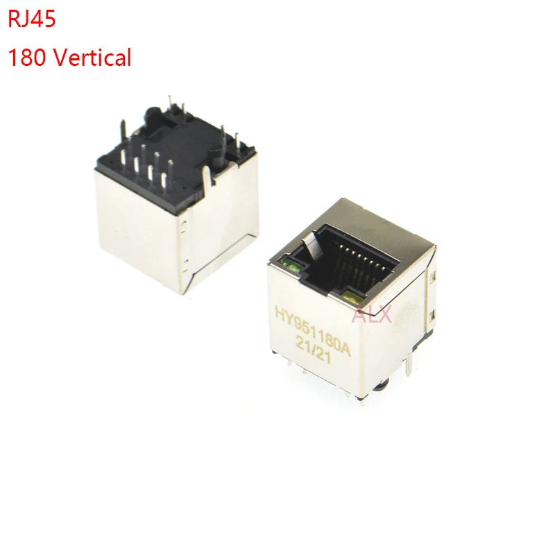 2PCS 951180A RJ45 Network Ethernet FEMALE SOCKET with light vertical straight female jack connector