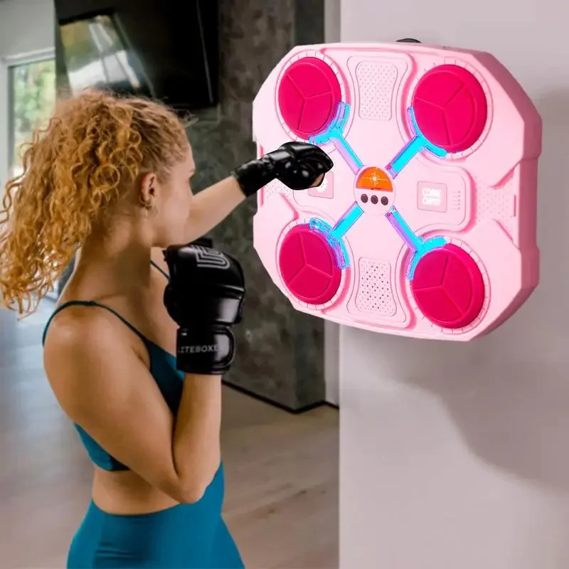 Machine de boxe numérique avec lumière LED Bluetooth pour enfants, cible murale, tampons de poinçonnage, jouets de musique, machine d\'entraînement