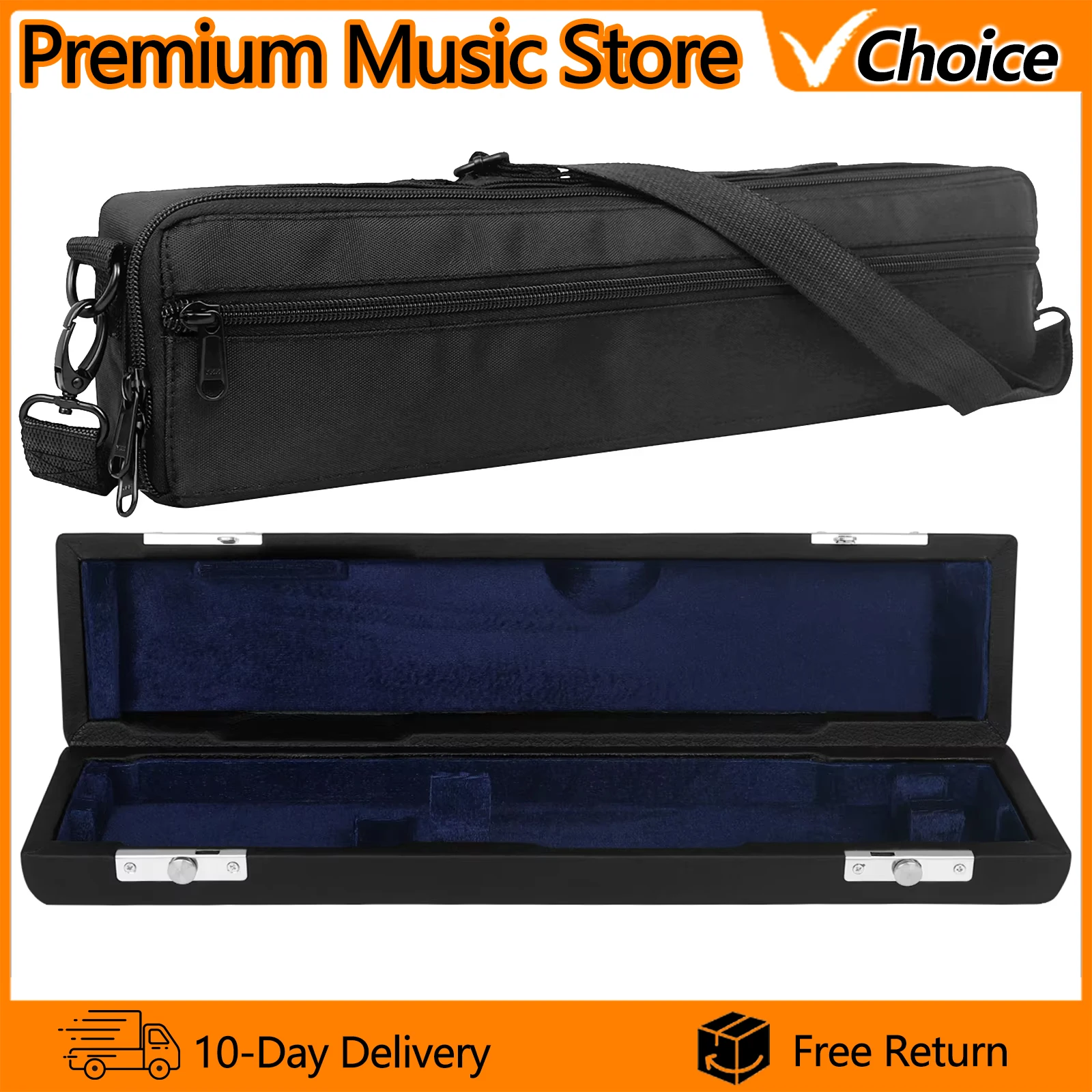 16 Holes Flute Case Bag Storage Box Set Woodwind Instrument Parts Accessories Portable Black Leather Box With lining Handbag
