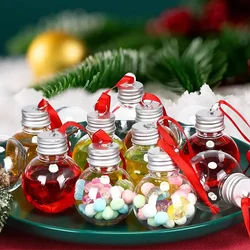 10Pcs Christmas Tree Ornament Fillable Water Bottle Spherical Bulbs Clear Xmas Ball Pendant Party Home Decoration Supplies