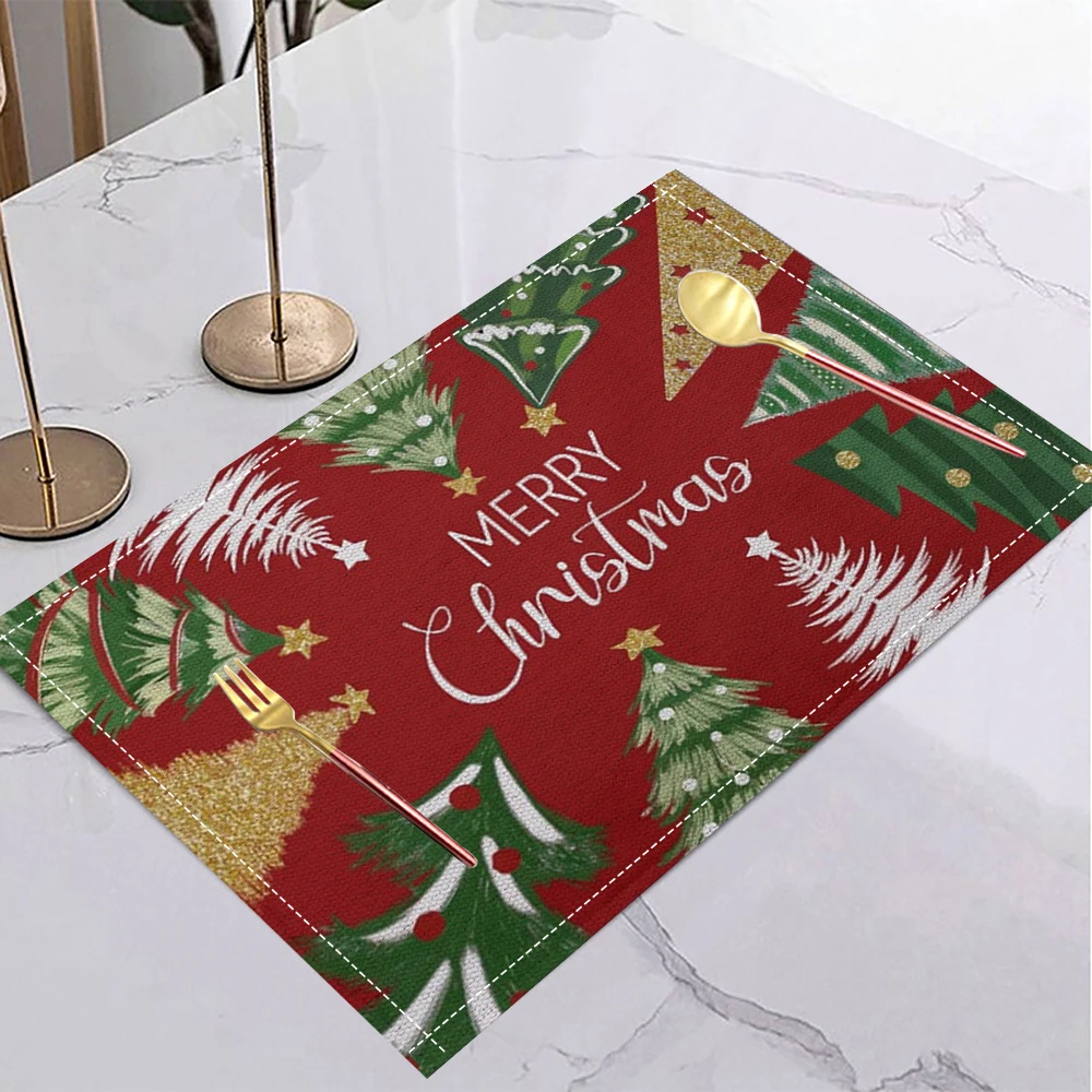 Christmas Tree Table Mat Red Green White Festive Festive Placemat for Christmas Dinner Holiday Table Winter Party Xmas Decor