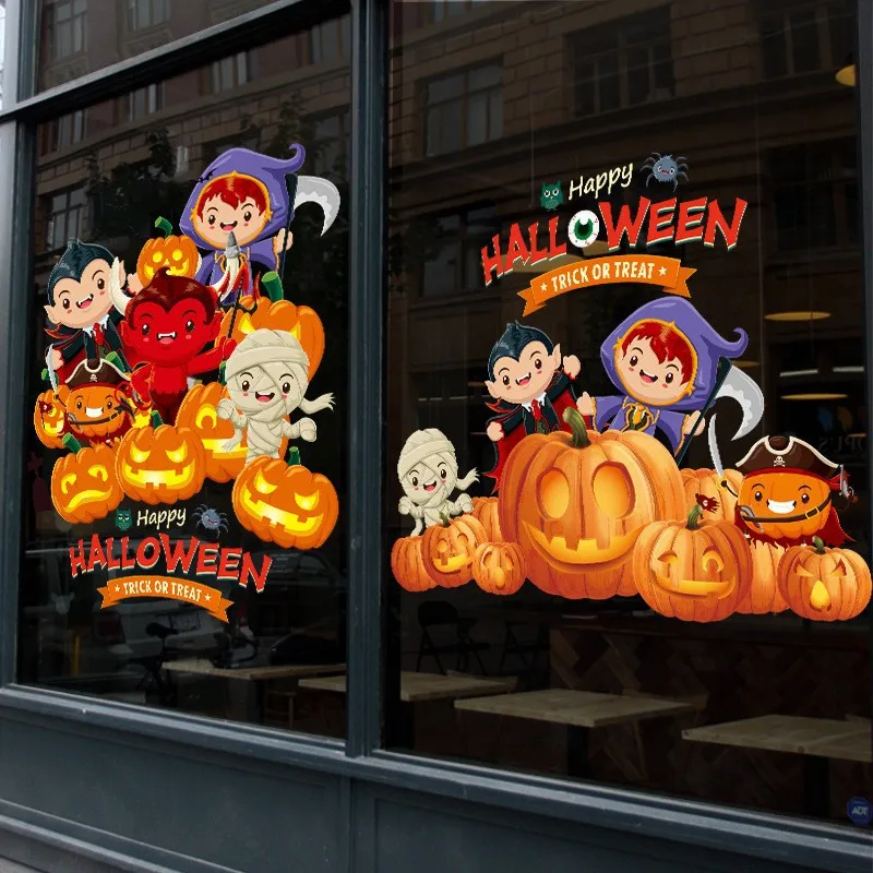 Halloween Decorative Stickers Mall Clothing Store Window Glass Door Static Stickers Window Grilles