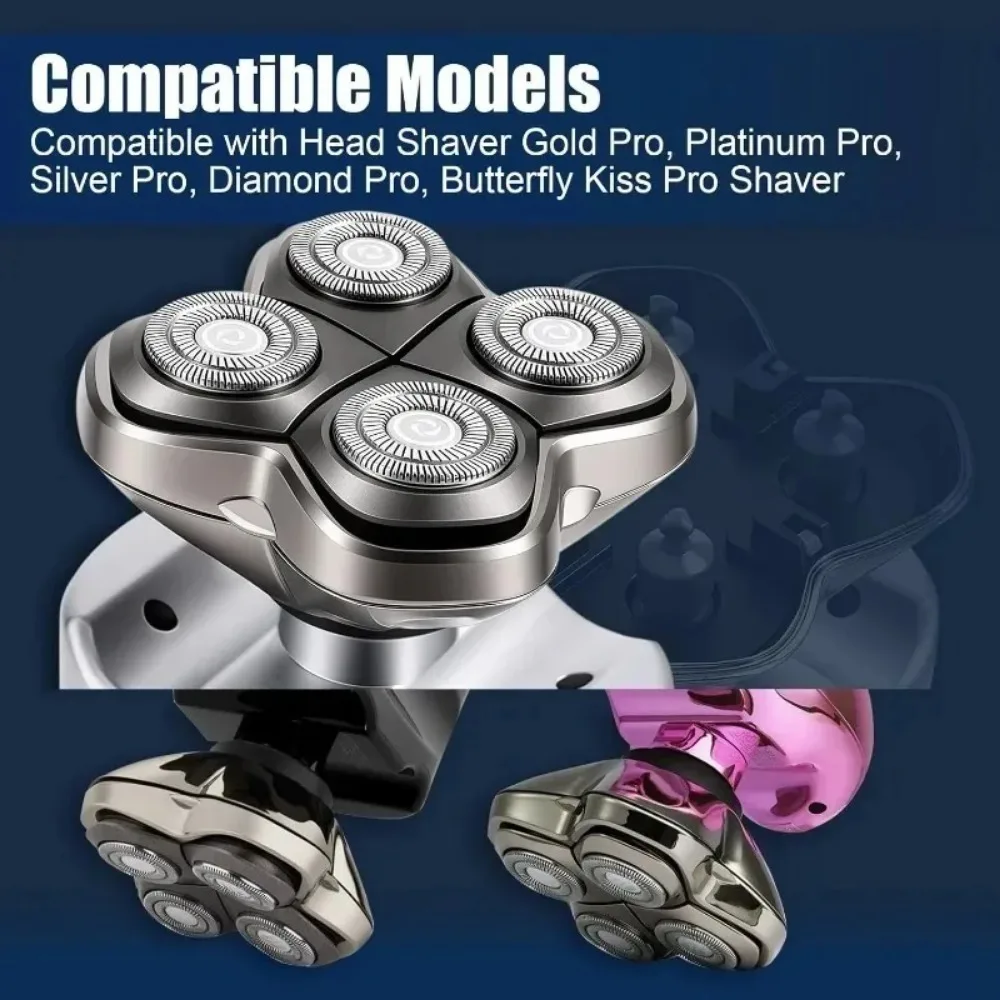 

Pro4 Head Replacement Blade Compatible with Skull Pitbull/Butterfly Kiss Pro/Palm Shavers Wet&Dry Washable Electric Shaver Head
