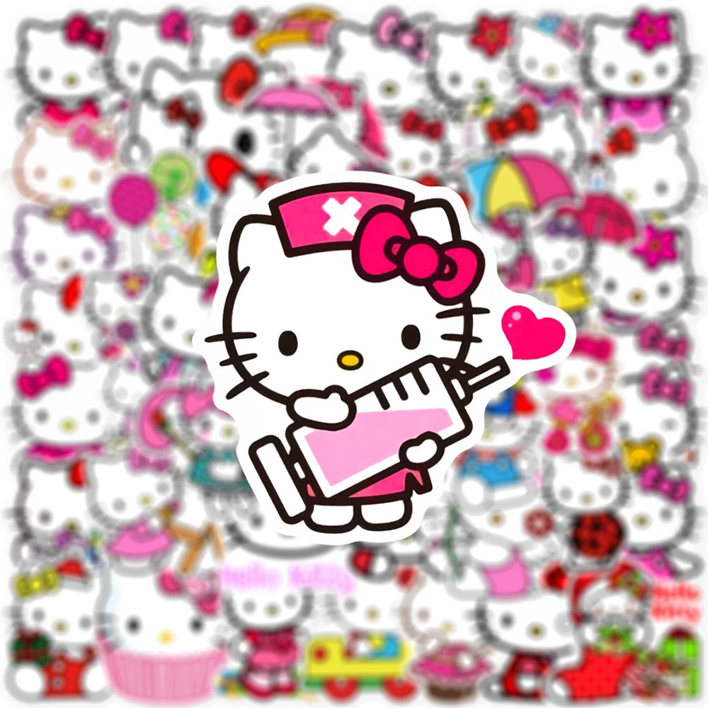 10/30/50pcs Aesthetic Anime Sanrio Hello Kitty Stickers Graffiti DIY Skateboard Laptop Bike Waterproof Cartoon Kids Sticker Toy