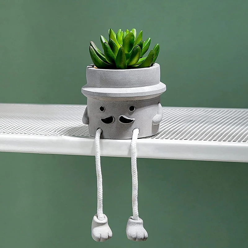 Artificial Potted Plant Fake Succulent Plant Cute Hanging Leg Ceramic Potted Succulents Decor For Desk Shelf