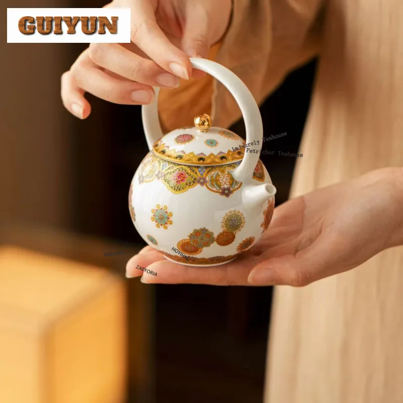 180ml Dunhuang Colour Enamels Teapot Traditional Tea Infuser Pot Tea Brewing Kettle With Strainer Tea Services Accessories Gift