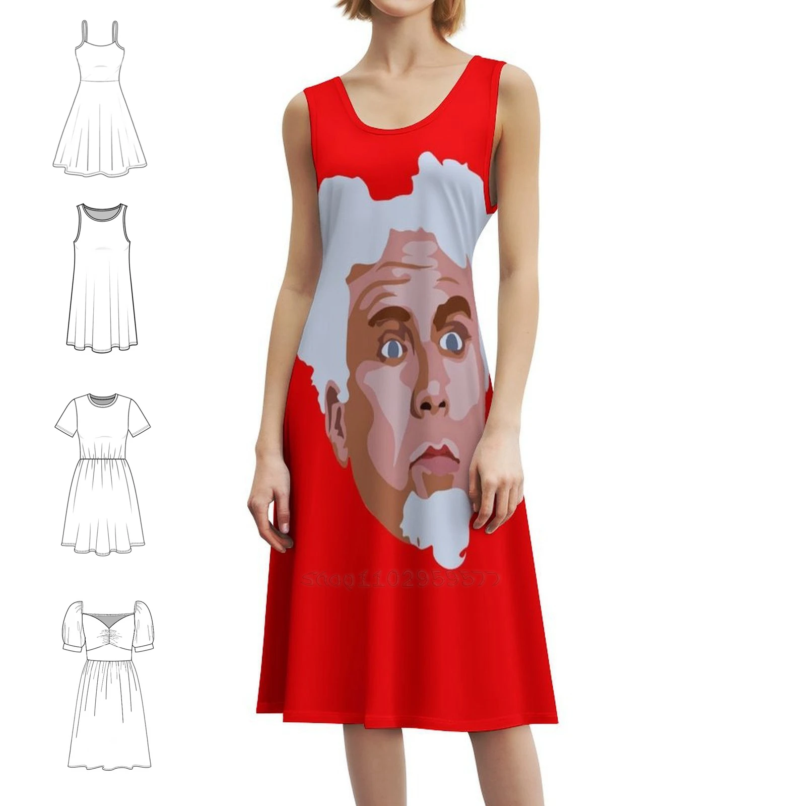 

Mugatu Women's Elegant Party Dress A-Line Dress With Short/Long/Sleeveless Options Mugatu Zoolander Male Model Will Ferrell
