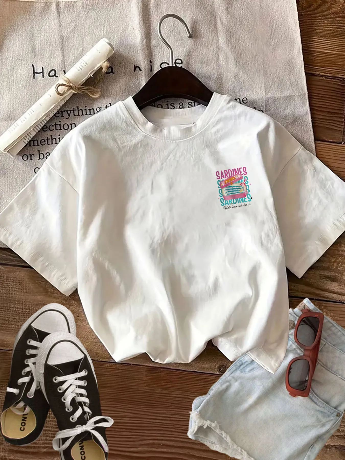 Women Fashion Printed Casual T‑Shirt, Polyester Soft Breathable Short Sleeve Tee, Perfect For Summer Daily Casual Outfits.