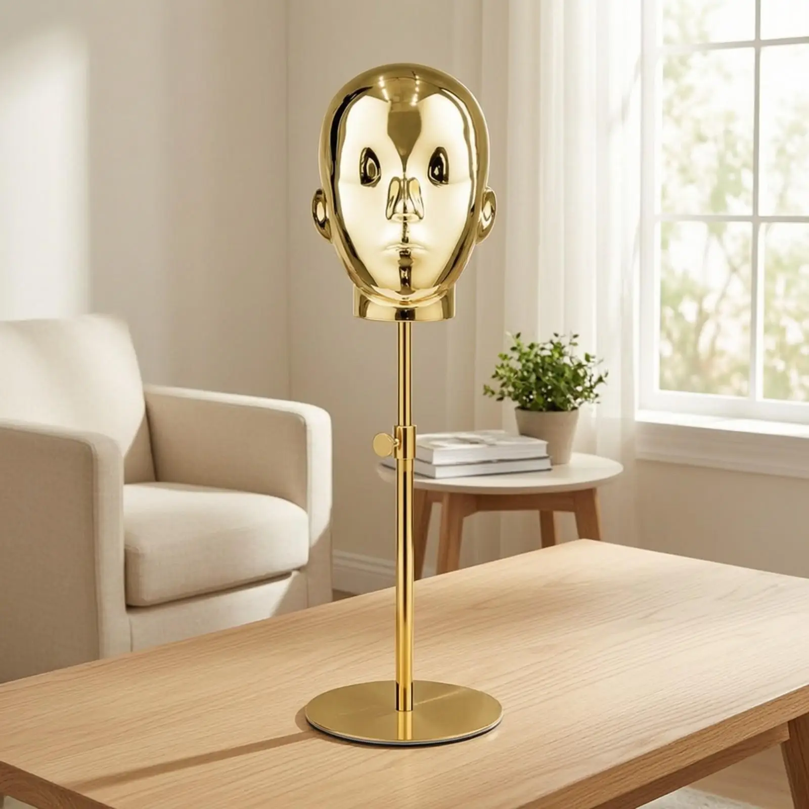 Tabletop Mannequin Head Display Stand Compact Adjustable Mannequin Head Stand Reflective for Retail Shop Displays, Showcases