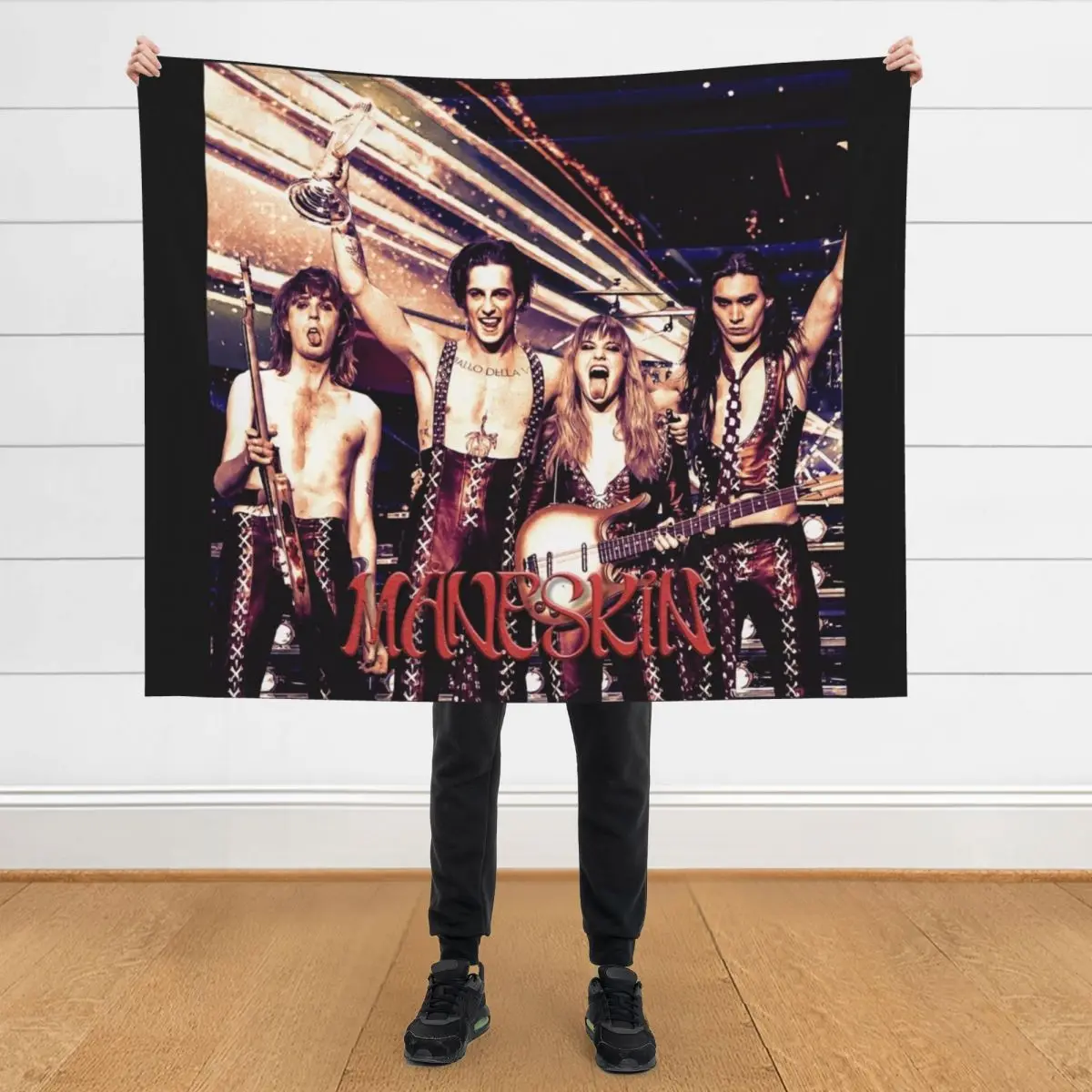 

Maneskin glamrock rock band Throw Blanket Quilt Beach Camping Blankets
