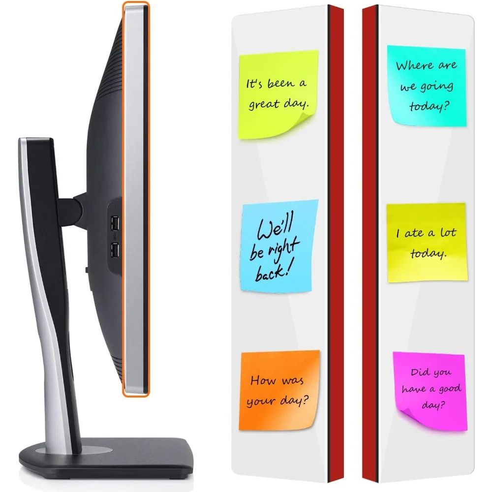 2-pack frameless monitor sticky note boards - screen memo board for edgeless monitors, decorative computer transparent side pane