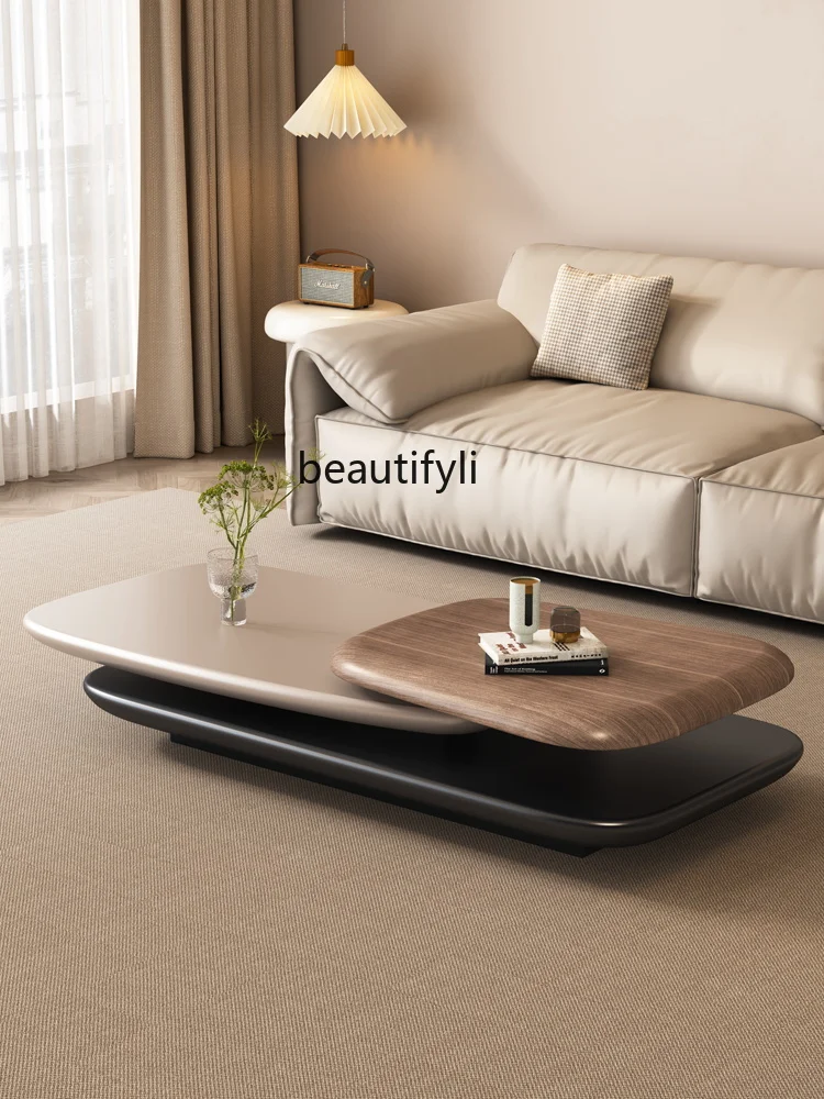 Villa Oval Rotating Coffee Table Large and Small Apartment Type Home Creative Suspension Minimalist Coffee Table