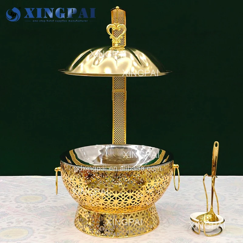 Factory Supplies Custom Logo Silver Stainless Steel Luxury Chafing Dish Food Warmer Set Buffet Stove With Hanging Cover