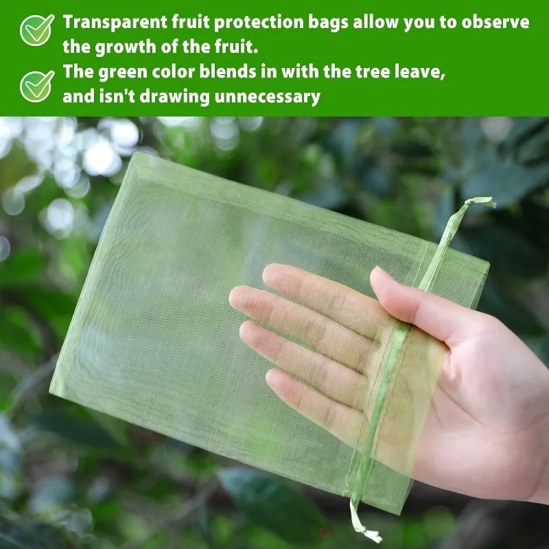 20x30cm Grape Protection Bags Green Fruit Vegetable Drawstring Bags Insect-proof Anti-Bird Mesh Pouches Netting Bag