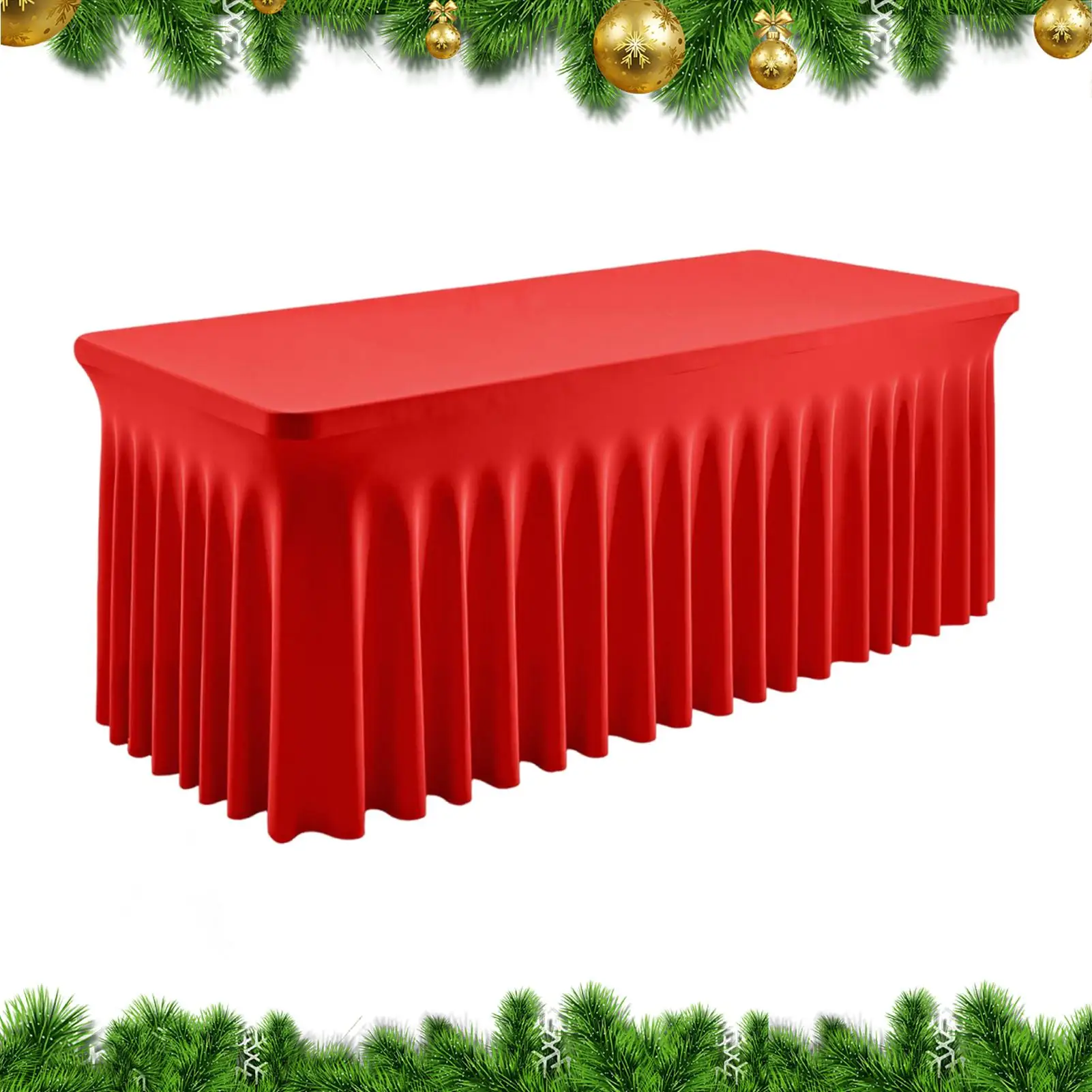 

Настольная юбка, красная прямоугольная ткань 6 футов, юбка-стол для вечеринки, праздника, многоразовые скатерти для дома, ресторана, свадебного приема