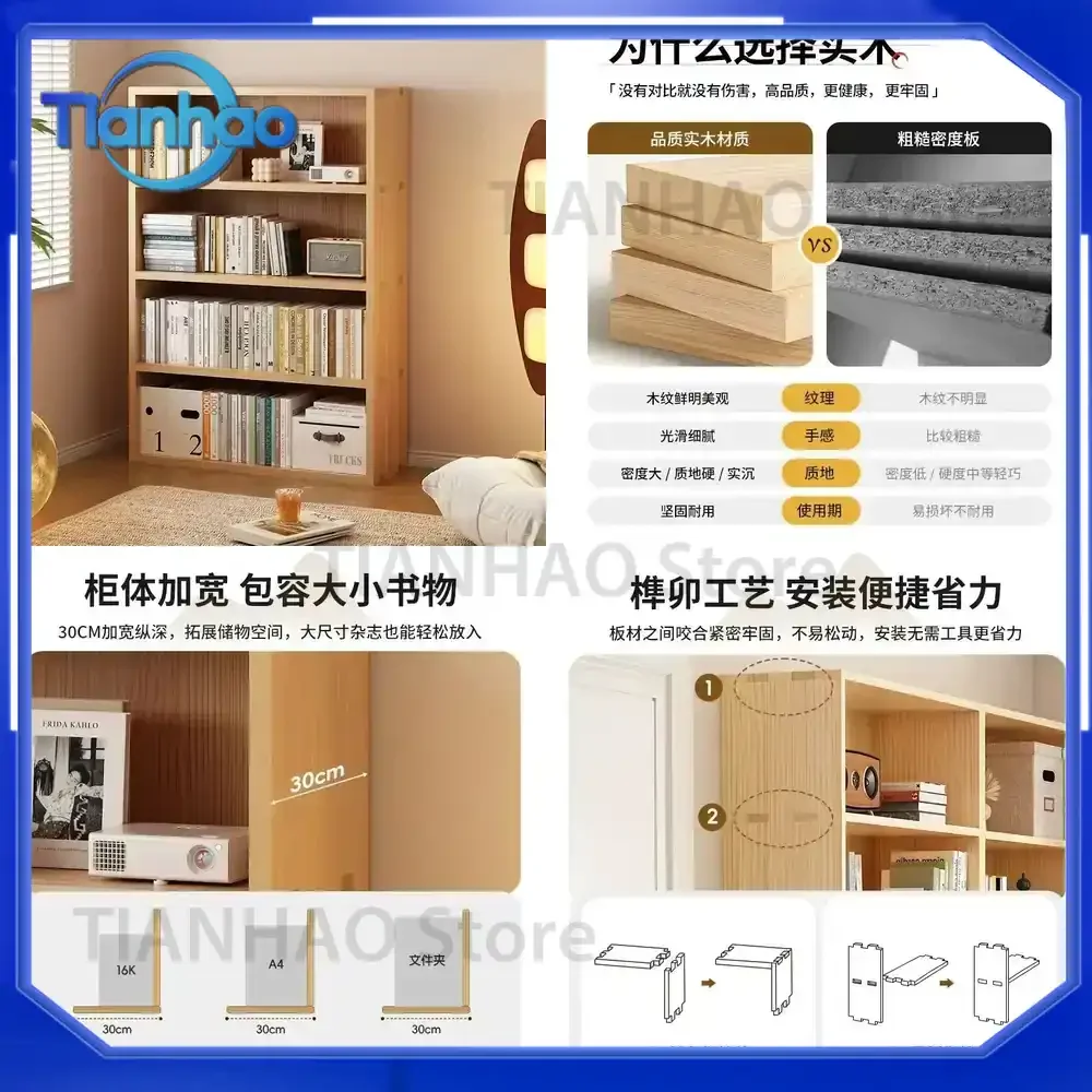 Storage Locker Bookshelf Sideboard Bibliotheque Decor Display Cabinet Bookcase Wooden Cube Furniture for Home Office