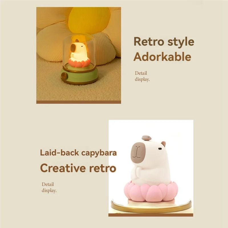 LICE-Good Luck Lotus Capybara Lamp Creative Cartoon Capibala Night Light Girl Birthday Gift Night Light