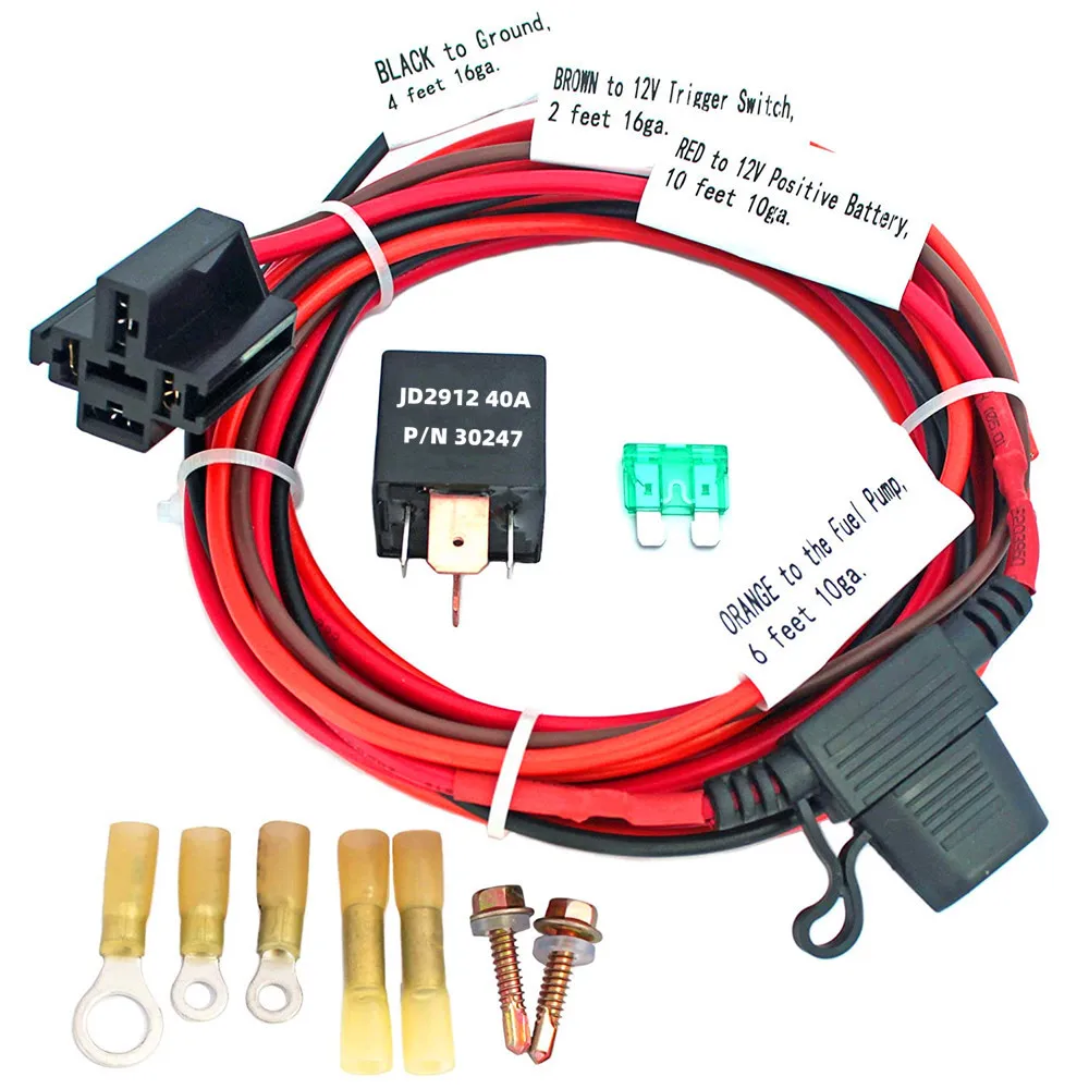 

Electric fuel pump wiring harness relay kit 40A waterproof relay switch kit 12V P/N 30247