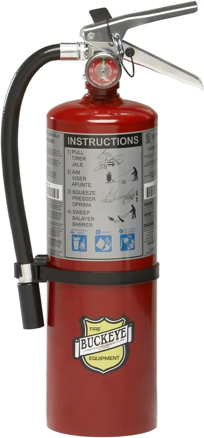 

5 lbs Multipurpose Dry Chemical Fire Extinguisher with Aluminum Valve and Wall Hook, 3-3/8" x 7-1/4" x 16-3/8"