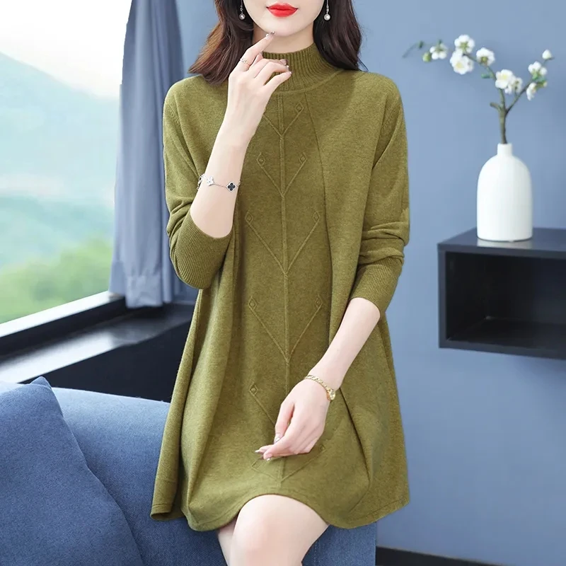 6XL Large Size Sweater Women's Pullover Knitwear Loose Solid Color Top All-match Korean Long Knitted Sweater Female Jumper Full