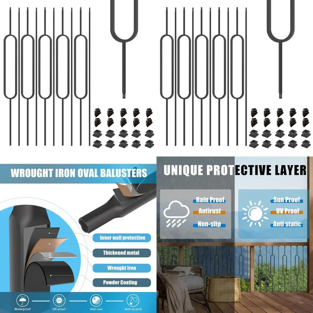 

Half-Inch Hollow Iron Square Stair Balusters with Satin Black Finish, 10 Pack