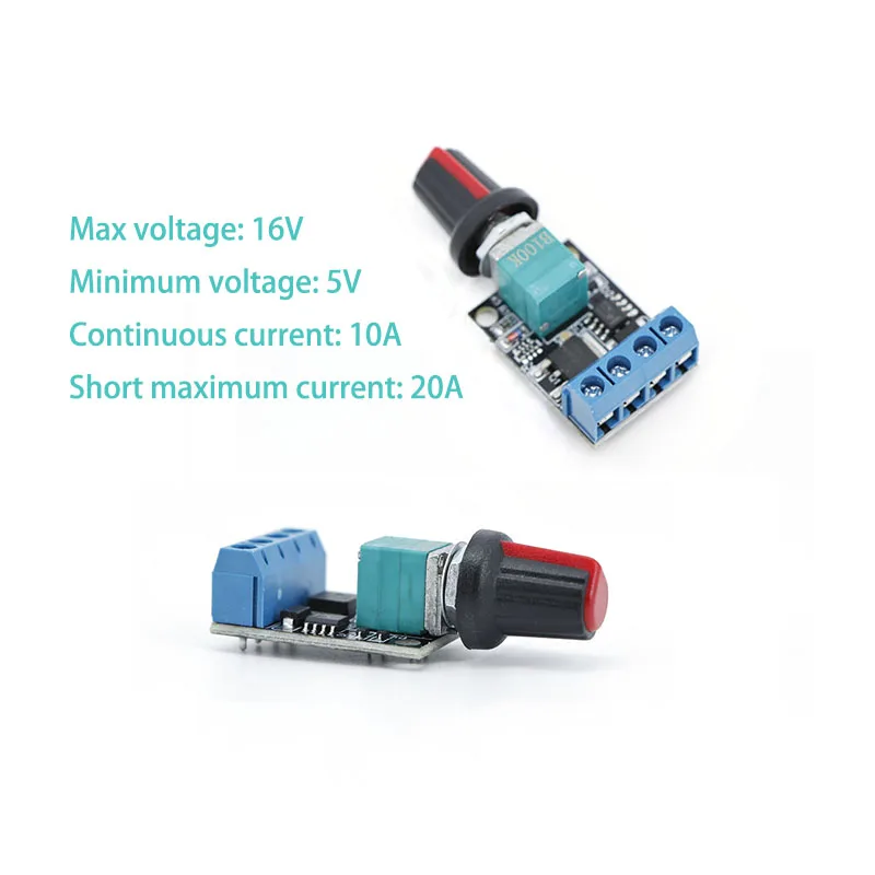 Régulateur de tension PWM 2 pièces DC 5V 12V 16V 10A, contrôleur de puissance pour moteur DC et variateur de vitesse LED, régulateur de vitesse continu
