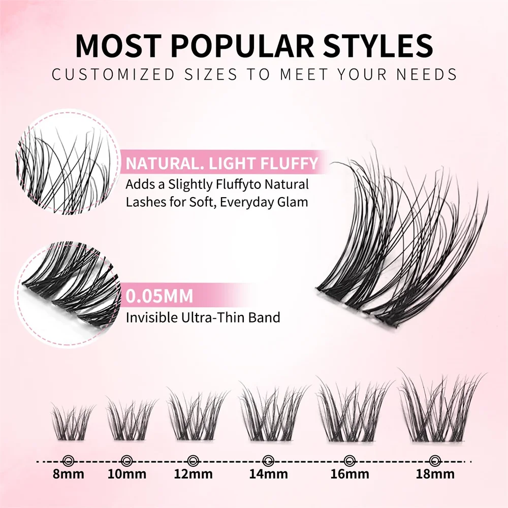 uCoolMe Lashes Vivi Uniform-length Wispy Eyelashes 80pcs 8-16mm Full-Use 3D Single-size Lash Extension Home DIY Makeup Tools