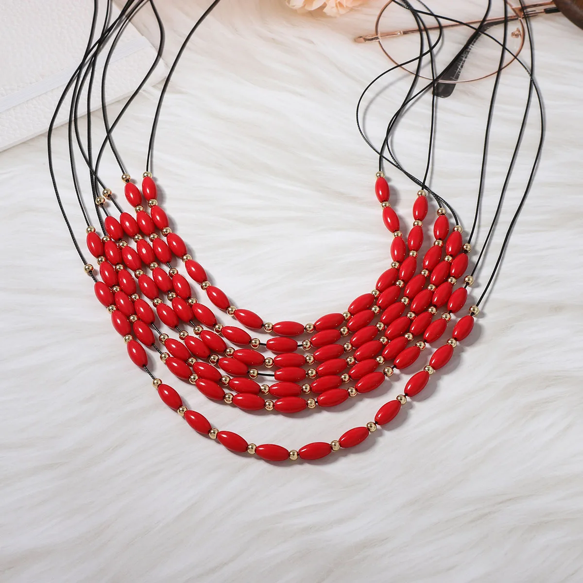 Bohemian personality temperament retro style multi-layer beads stacked wearing long necklaces temperament versatile women's mode