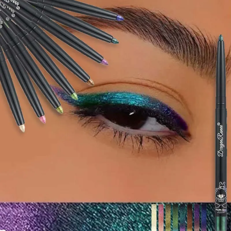 Camaleão delineador gel caneta à prova dwaterproof água brilhante cromo sombra de olho forro lápis glitter pérola verde ouro deitado bicho da seda olhos maquiagem