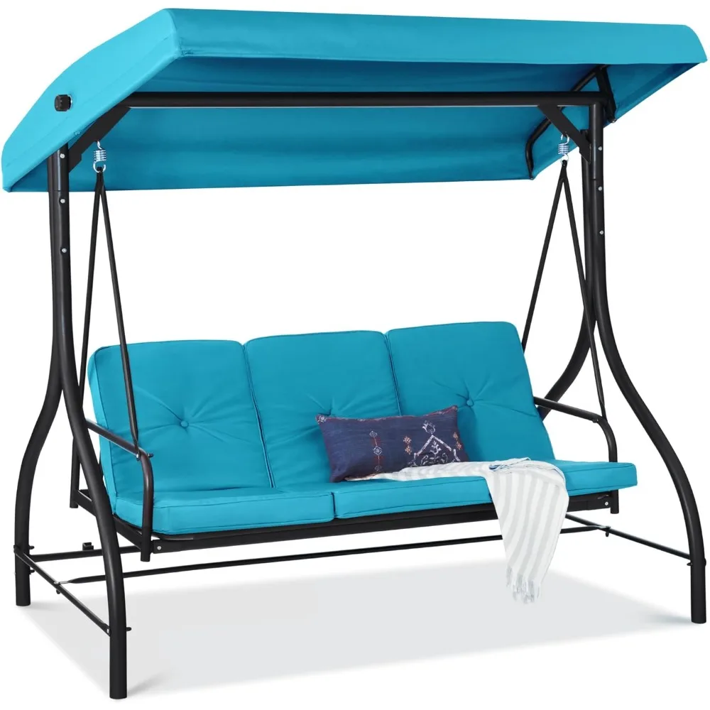 

Outdoor Large Canopy Swing Glider, Patio Hammock Lounge Chair, Porch, Backyard, 3-Seat