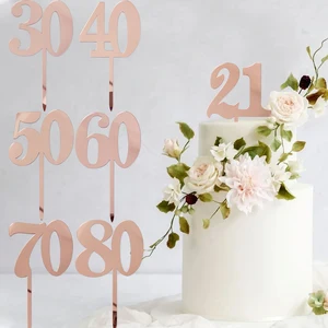 Bánh topper bề mặt vàng acrylic, tiệc sinh nhật, đám cưới, sinh nhật, trang trí bánh, 18, 21, 30, 40, 50, 60, 70, 80, 1pc 10 doanh số sinh nhật chính 80 năm - 7