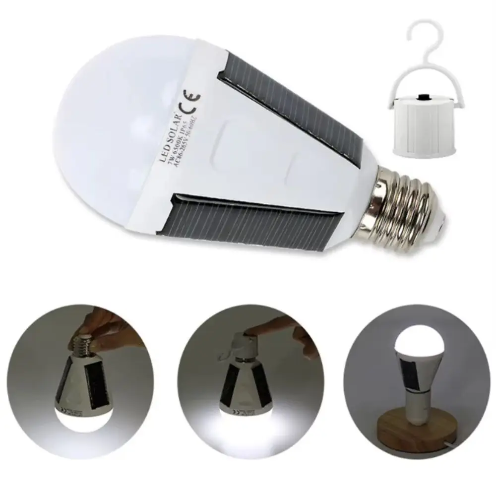 Flicker-Free Rechargeable LED Bulb 7W Solar Charging Emergency Light Bulb 12W Portable LED Bulb Light Power Failure Emergency