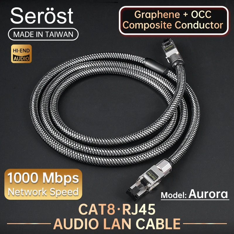 Serost HIFI Audio Graphene OCC Copper LAN Cable (Mps Arthur) Cat8 RJ45 Ethernet Cable Optimized for Audio Streaming And NAS 1.0G