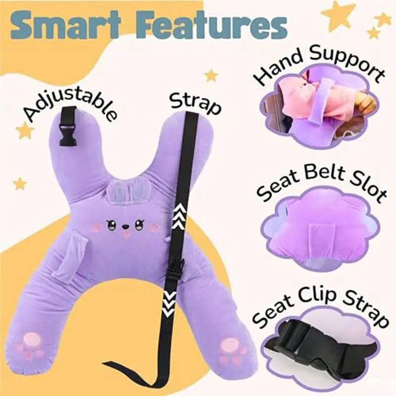 【EFFICIENT 】Machine Washable Kids Perfect For Car Sleeping Pillow-For Neck& Back Support Ideal For Car, Plane, Train, Boat& More