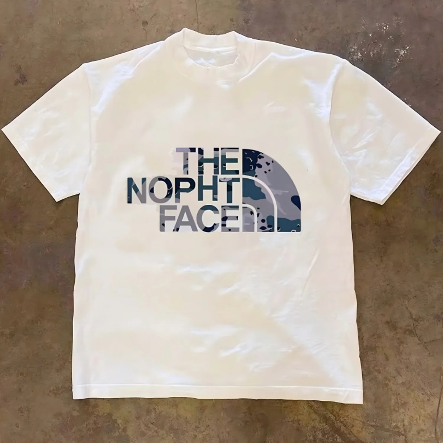 

[XNF Official Store]260 Of Grams Heavy Cotton! THE NOPHT FACE Letter Wave Print Oversize Sports Vintage T-shirt Men's Women's To