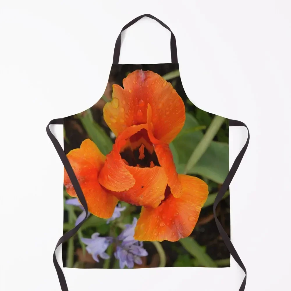 

Colorful textured orange flower Apron For Cosmetologist Woman Work Apron