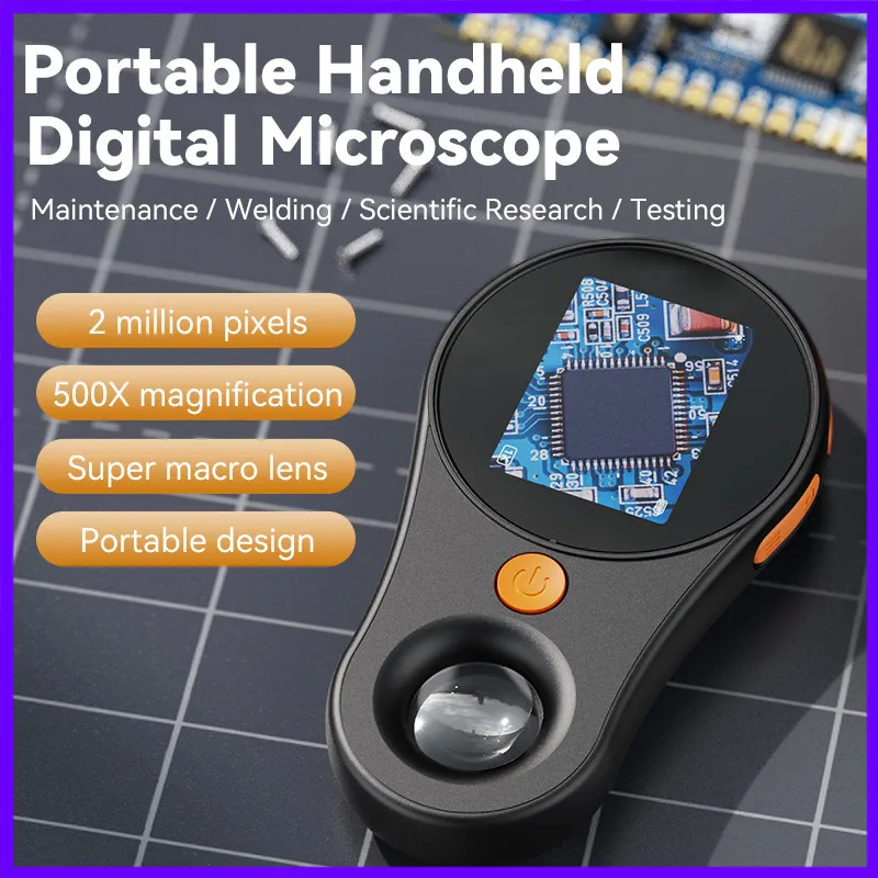 Digital Handheld Microscope with Light Portable 1080P 2.0 " 500X Magnifying Glass for Electronics Jewelry Watch Repair